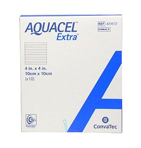 Curativo Aquacel Extra (hidrofibra sem prata) 10cm x 10cm Caixa C/10 - Convatec