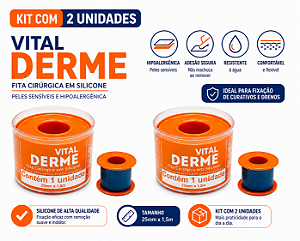 Kit C/2 Rolos de Fita Cirúrgica De Silicone Adesiva Rolo 2,5cm x 1,5 metro (Cicatriz e Queloide) - Vital Derme