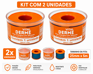Kit C/2 Rolos de Fita Cirúrgica De Silicone 2,5cm x 5 metros (Cicatriz e Queloide) - Vital Derme