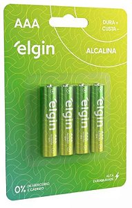 Pilha Alcalina AAA (pequena) C/4 Unidades - Elgin