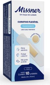 Curativo Flexível (Tipo Band Aid) Transparente Caixa C/10 Unidades - Missner