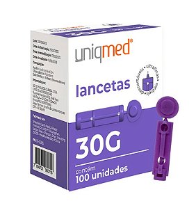 Lancetas 30g Ultra Fina Para Lancetador Caixa C/100 - Uniqmed