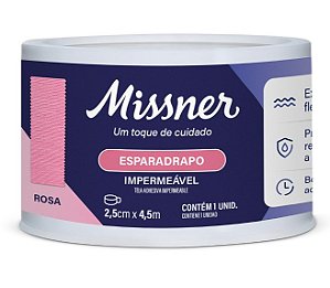Esparadrapo Rosa 2,5cm x 4,5m Impermeável (Vencimento 30/09/2025)  - Missner