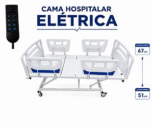Cama Hospitalar Motorizada Com Elevação de Altura e Grades Injetadas S-8097-C