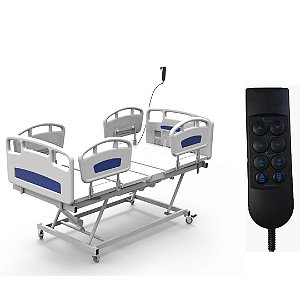 Cama Hospitalar Fowler Motorizada Com Elevação de Altura e Grades Injetadas S-8097-C
