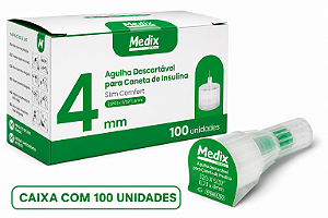 Caixa C/100 Agulhas para Caneta de Insulina 4mm x 32G (Ultra Fina) - Medix