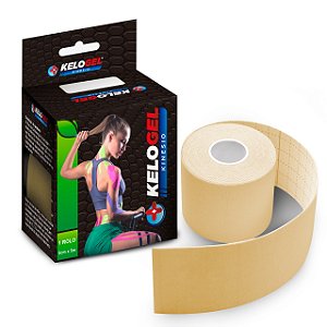 Bandagem Kinésio Tape Elástica Bege 5 cm x 5 Metros - KeloGel