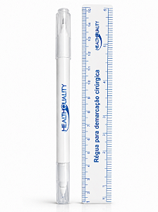Caneta Para Marcação Cirúrgica (Roxa) Ponta Dupla 0,4 mm e 0,9 mm Com Régua - Health Quality