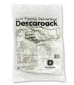 Luva Plástica Não Estéril Pacote C/100 Unidades - Descarpack