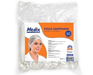 Touca Branca Descartável Sanfonada com Elástico Pacote C/100 Unidades - Medix
