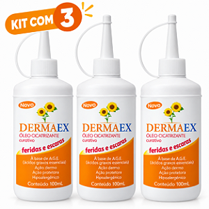 Kit C/3 Unidades de Dermaex 100ml Óleo De Girassol Cicatrizante - Nutriex