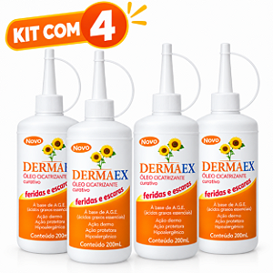 Kit C/4 Unidades de Dermaex 200ml Óleo De Girassol Cicatrizante - Nutriex