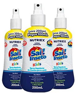 Kit C/3 Repelentes Kids Sai! Inseto (Longa Duração) 200ml - Nutriex