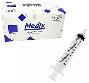 Seringa Descartável 5ml Luer Slip (Liso) Estéril Caixa C/100Unidades - Medix