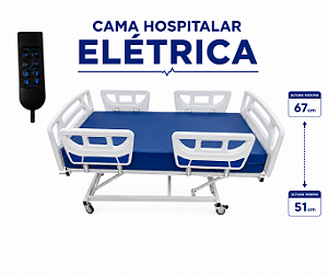 Cama Hospitalar Fowler Motorizada Com Elevação de Altura + Colchão D-28 S-8097-C - Salutem
