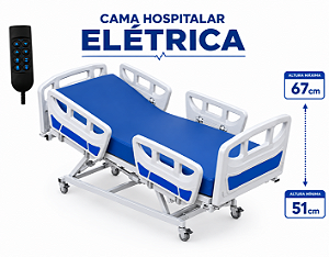 Cama Hospitalar Fowler Motorizada Com Elevação de Altura + Colchão D-33 S-8097-C - Salutem