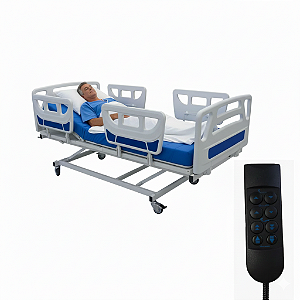 Cama Hospitalar Fowler Motorizada Com Elevação de Altura + Colchão D-33 S-8097-C - Salutem