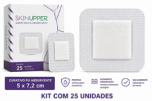 Caixa C/25 Curativos Com Almofada Absorvente Curativo 5cm x 7,2cm - Skinupper