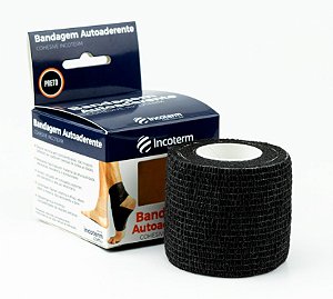 Bandagem Autoaderente Preta Cohesive 5cm X 4,5m - Incoterm
