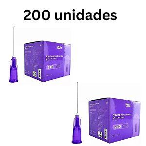 Kit C/2 Caixas de Agulha Hipodérmica Descartável 20x0,55mm 24g (Roxa) - Medix