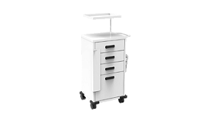 Carro De Medicação/Emergência Branco Epóxi C/3 Gavetas Standart S-8625