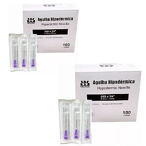 Kit C/2 Caixas de Agulha Descartável 20x0,55 (24g) Roxa - Wiltex