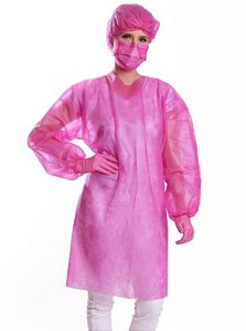 Avental Manga Longa Rosa Pink GR20 Pacote C/10 Unidades - Protdesc