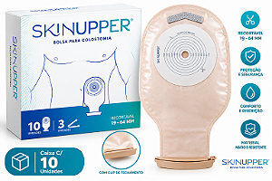 Caixa C/10 Bolsas de Colostomia Transparente Recortável 19/64mm - Skinupper