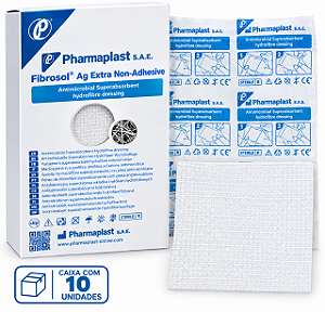 Caixa C/10 Unidades de Curativos Fibrosol Ag 15cm x 15cm Hidrofibra Com Prata - Pharmaplast