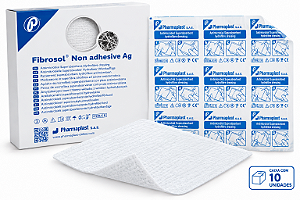 Kit C/10 Curativos Fibrosol Ag Non Adhesive 10cm x 10cm Hidrofibra Com Prata - Pharmaplast