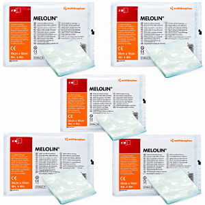 Kit C/5 Curativos Melolin Almofada Absorvente 10cm x 10cm - Smith&Nephew