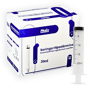 Seringa Descartável 20ml Slip (Liso) Estéril Caixa C/50 unidades - Medix
