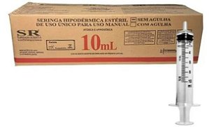 Seringa Descartável 10ml Luer Slip (Liso) Sem Agulha Caixa C/250 Unidades - SR