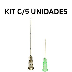 Kit C/5 Microcânulas Preenchimento Facial C/Agulha Aux. 22g X 50mm - Fabinject