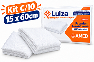 Kit C/10 Curativos Algodonado Estéril 15cm x 60cm (Aberto) tipo Zobec - Luiza