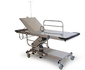 Maca Hospitalar Elevação Hidráulica Inox RC 320 Até 220kg Com Colchão - RC Móveis