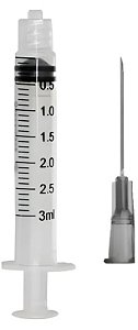 Caixa C/100 Unidades de Seringa 3ml Luer Lock (Rosca) Com Agulha 25 x 0,70 - Medix