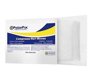 Compressa de Gaze 7,5 x 7,5cm C/05 Não Tecido (Non Woven) Estéril F08076 - Polar Fix