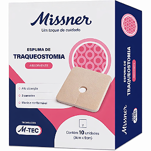 Curativo de Espuma Absorvente P/Traqueostomia 8cm x 9cm M-TEC Caixa C/10 Unidades - Missner