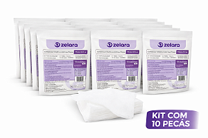 Kit C/10 Compressas Cirúrgica Estéril Non Woven 7.5cm x 7.5cm - Zelara