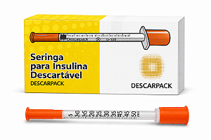Pacote C/10 Seringas de Insulina 0,5ml Agulha Fixa 6 x 0,25mm (31g) - Descarpack