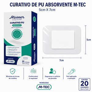 Caixa C/20 Curativos Com Gaze Absorvente 5cm x 7cm M-TEC - Missner