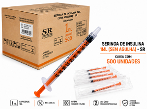 Caixa C/500 Seringas de Insulina 1ML Slip (SEM AGULHA) - SR