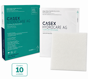 Caixa C/10 Curativos de Hidrofibra Com Prata 10x10 Hydrocare AG - Casex