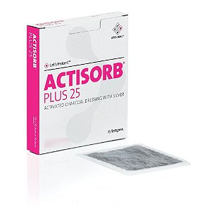 Curativo Actisorb (Plus 25) 6,5 X 9,5cm Carvão Ativado Com Prata Unidade - Systagenix