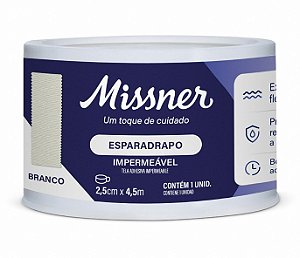 Esparadrapo Branco 2,5cm x 4,5m Impermeável  - Missner