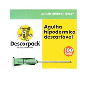 Agulha Descartável 30x0,80mm C/100 Unidades - Descarpack