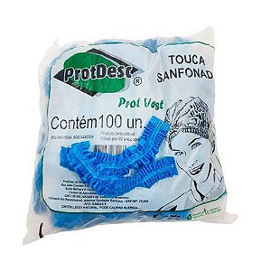 Touca Descartável Sanfonada Azul C/100 Unidades - ProtDesc