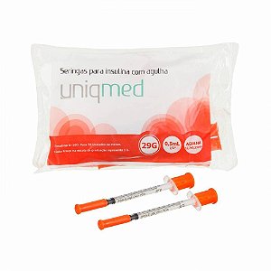 Seringa de Insulina 05ml 29G com Agulha Pacote 10 Unid - Uniqmed
