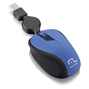 Mouse Optico Retrátil 1200dpi USB Azul - MO235